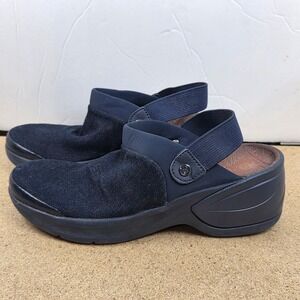 Bzees Navy Blue Slip On Clogs Women Size 7 Fabric Upper Slingback Comfort‎ Shoes